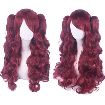 Cosplay Anime Wig Lolita Cute Lolita Double Ponytail Long Curled Hair Fake Hair Synthetic fiber wig