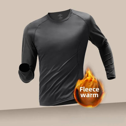 Men's Thermal Plush Base Layer Set Winter Thickened Running Trainning Quick Drying Clothes Fitness Tight Sports Men's Sweats Set