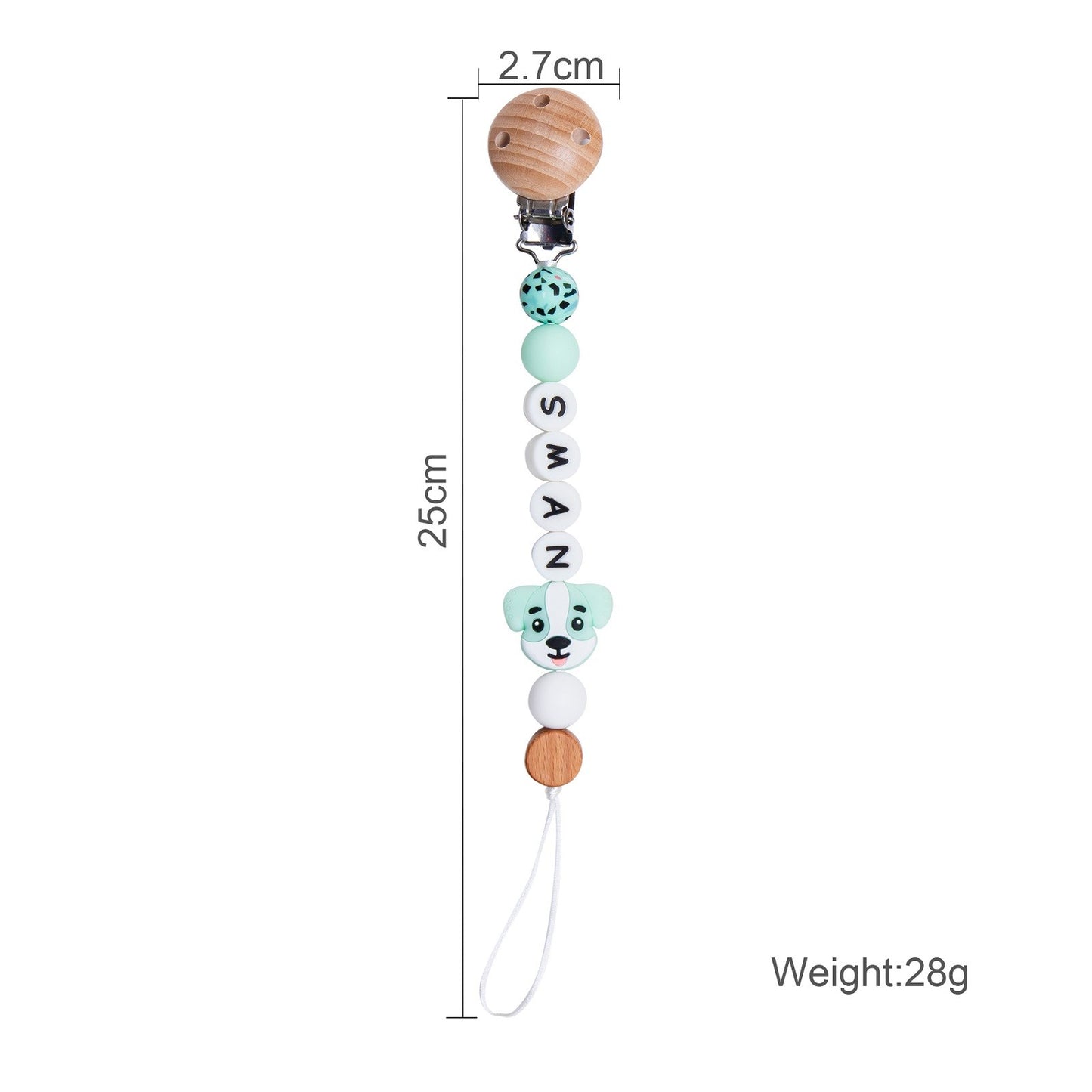 Baby Silicone Leopard animal custom pacifier chain Holder Personalized Name Baby Teether Teething pacifier Chain Clip Kids Goods