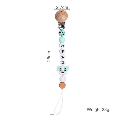 Baby Silicone Leopard animal custom pacifier chain Holder Personalized Name Baby Teether Teething pacifier Chain Clip Kids Goods