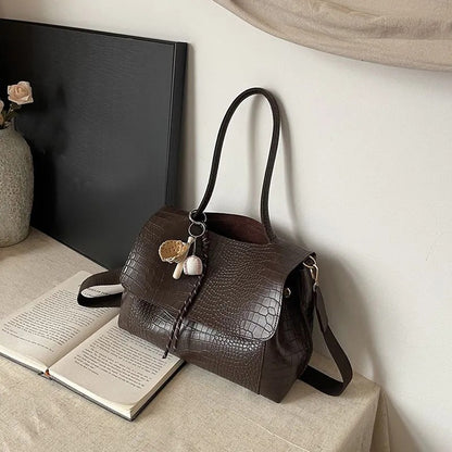 Crocodile Pattern Crossbody Bag For Women Black Shoulder Bag Brand Designer Women Bags Luxury PU Leather Flap Messenger Handbag