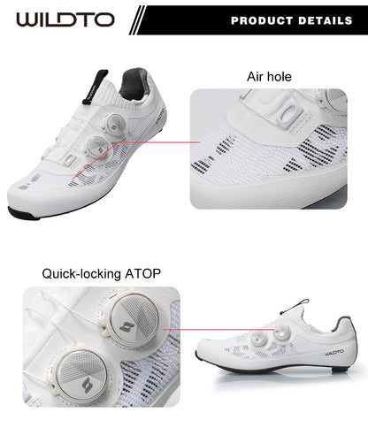 WILDTO Ultralight Cycling Shoes Men's Road Bike Shoes Hardness12 Carbon Fiber Professional Self-locking SPD Cleats Footwear