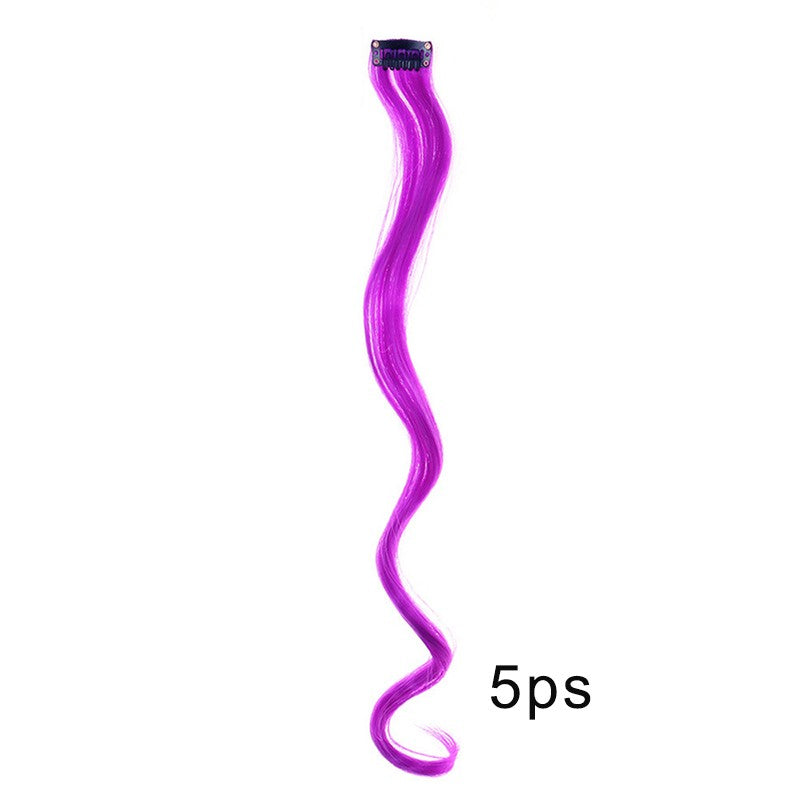 5pcs Colorful Curly Wavy Hair Extensions 18 inch Synthetic Wave Clip-In Hairpieces for Women Cosplay Christmas & New Year Gifts