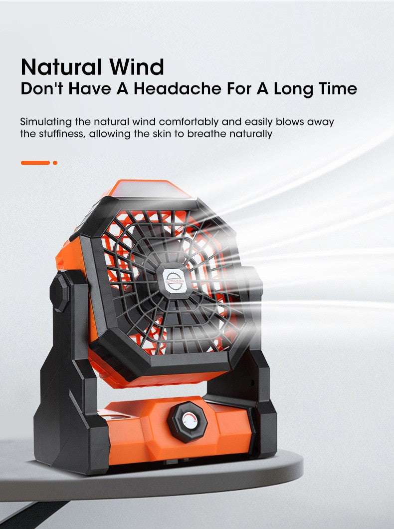 2024 New 7800 mA High-Capacity Portable Fan Rechargeable Desk Camping Fan with LED Light and Hook Outdoor Fan for Tent Car Trip