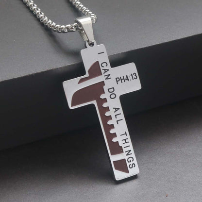 Colar Masculino Minimalista Aço Inoxidável Cruz de Jesus para Homem