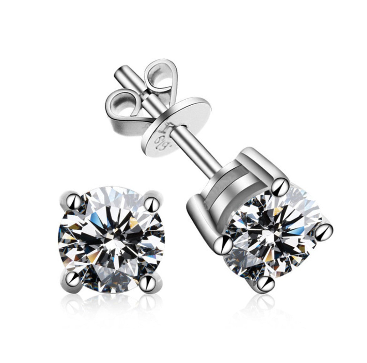 Certified Original 925 Silver Gold Stud Earrings for Women Men 3.5mm 4mm 5mm 6mm 6.5mm Moissanite 4 Claw Earring Fine Jewelry