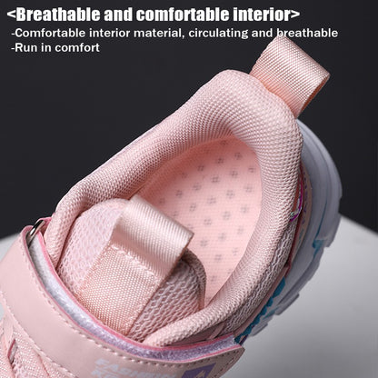 Lovely Girls Pink Sneaker Outdoor Breathable Mesh Flat Sport Shoes Fashion Kids Casual School Walking Shoe  Antislip