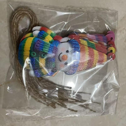New··8/16Pcs 2D Christmas Snowman Pendants Wood Cartoon Xmas Tree Hanging Ornament DIY New Year Party Atmosphere Decor Supply