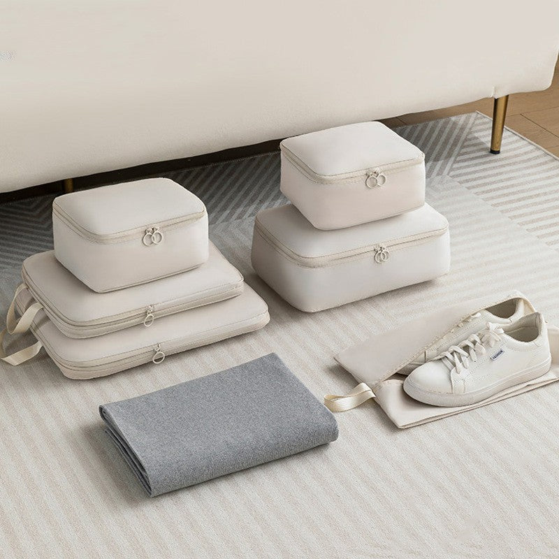 6Pcs Travel Compression Packing Cubes Bag Waterproof Handheld Clothe Separation Storage Bag Portable Suitcase Clothes Organizers