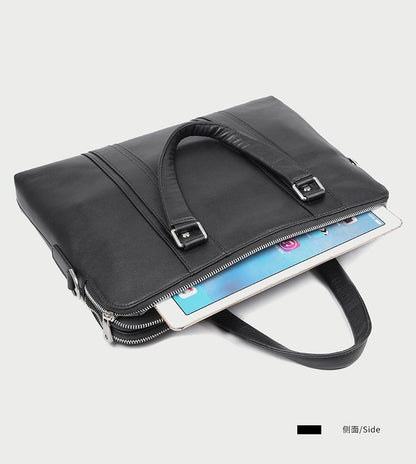 Luxury Genuine Leather Briefcase Men Leather Business Bag 15.6" Laptop Bag 14 Male Office Bag Document File Case Shoulder Bag