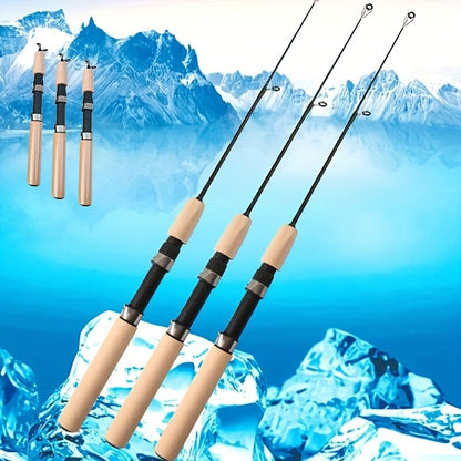 1 vara de pesca no gelo em fibra de carbono ultraleve com cabo ergonômico macio e ponta de ação rápida - Design resistente similar à fibra de vidro