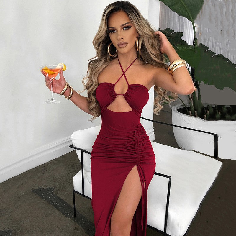 Sleeveless Sexy Female Midi Backless Dresses Slim Night Club Party Women's Dress