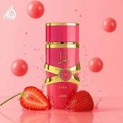 Lattafa Yara Kit 2 Peças Eau de Parfum Femmen Spray 100ml Perfumes Árabes Originais Duradouro Floral Feromônios Perfume Maquiagem 3.4 Oz