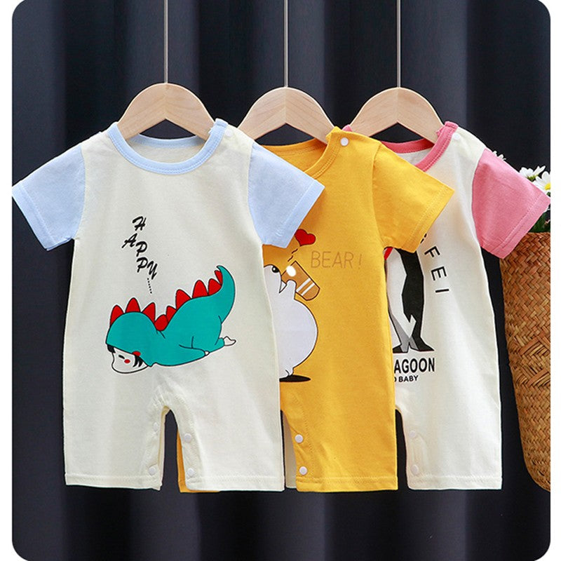 Newborn Baby Clothes Summer Short Sleeve Rompers Infant Boys Girls Cartoon Cotton Jumpsuit Toddler Thin Pajaodysuit For Newborns