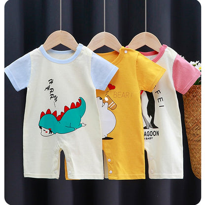 Newborn Baby Clothes Summer Short Sleeve Rompers Infant Boys Girls Cartoon Cotton Jumpsuit Toddler Thin Pajaodysuit For Newborns