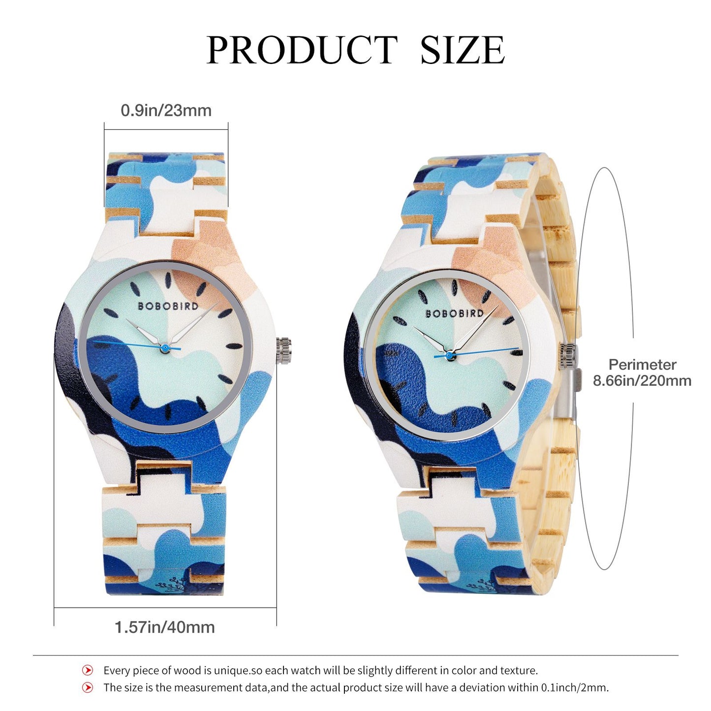 BOBOBIRD Women's Wooden Wristwatch Artistic Ladies Bamboo Quartz Watches Unique Illustration Eco-Friendly Timepieces for Women