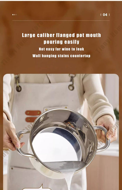 304 Stainless Steel Soup Pot Non-stick Frying Pan with lid Home Hot Pot Induction Cooker Gas Stove wok Food Supplement Milk Pot