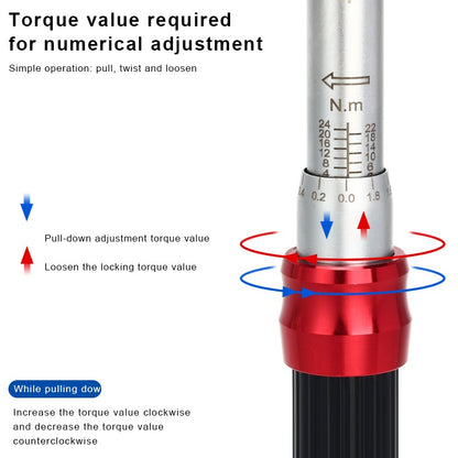 RIDERACE Chave de Torque para Bicicleta Conjunto 15 Peças 1/4" 2-24Nm Chave Allen Dupla Direção para Bicicleta Kit de Reparo Profissional para Motocicleta com Soquetes
