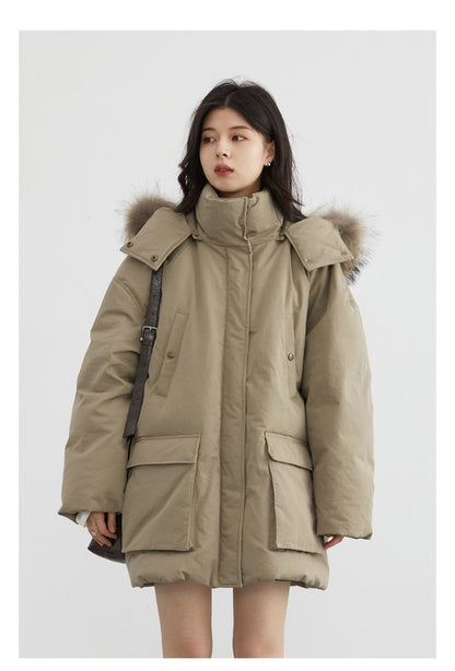 CHIC VEN Women Down Coats Solid Outdoor Loose Casual Down Jacket  Thickened Parka Jackets Female Overcoat Autumn Winter 2023