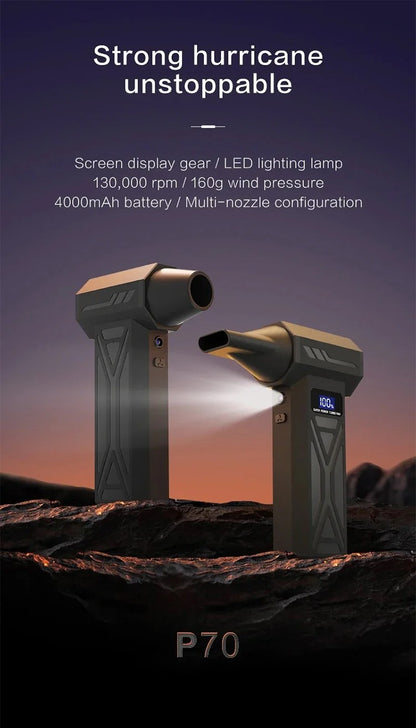 JH Portable Air Blower Free shipping Mini Turbo Jet Fan Handheld Brushless Motor 130000 RPM 52m/s Industrial Duct Fan