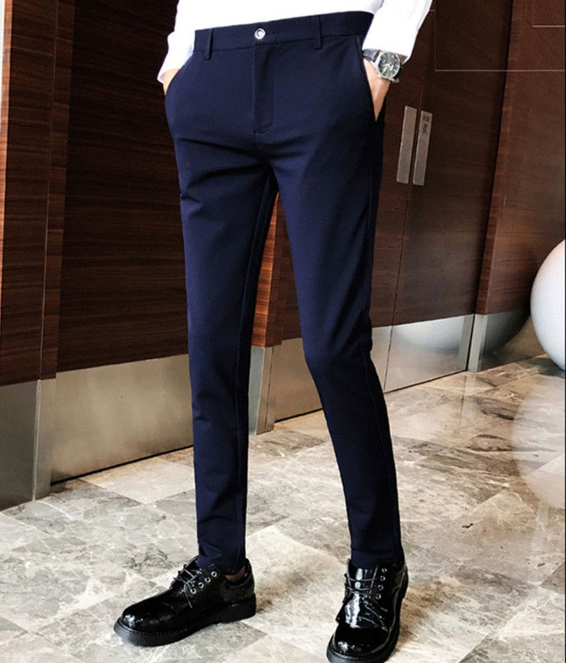 Fluid Tressed Man Suits Pants Black Office Slim Fit Trousers for Men Work Draped Clothes Offer Chinese Homme Spring Thin Casual