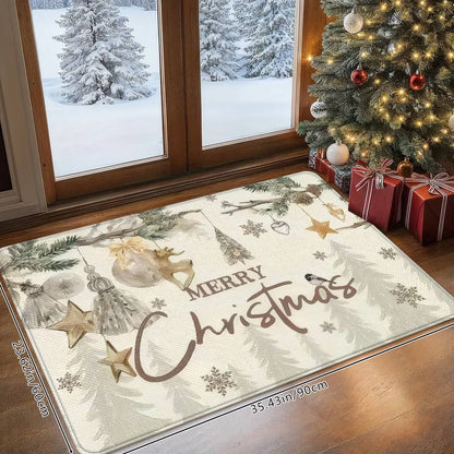 VIKAMA Christmas White Christmas Tree Pattern Rug Bedroom, Living Room, Hallway Entrance Mat Soft Comfortable Rug Home Decor