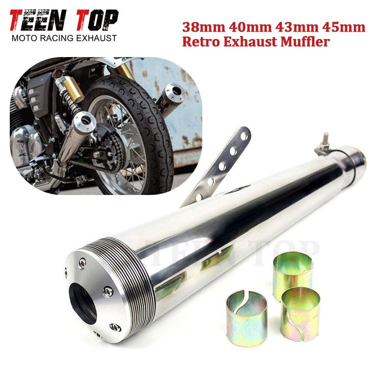 38 40 42 45MM Retro Motorcycle Exhaust Pipe For Harley Honda 125CC 250CC Exhaust Muffler 430mm Punk Racing Tailpipe Escape Moto