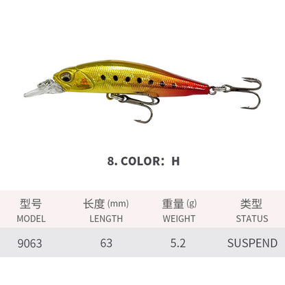 Isca de Pesca Suspend UV Minnow 5g 63mm Rozante 63SP Jerkbait Isca para Truta Baixo Água Salgada Twitch Jerk Retrieve Isca Artificial Rígida