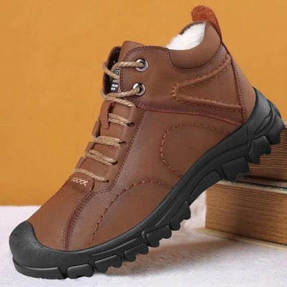 2025 Quente Venda Inverno Novo Sapatos de Algodão Mais Lã Grossa Casual Sapatos Esportivos Masculinos Tênis Cano Alto de Couro Moda Botas de Neve