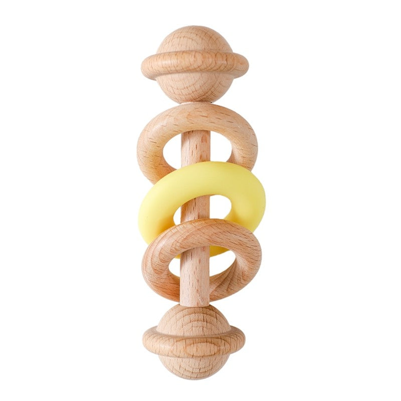 1Pc Baby Wooden Rattle Teether Toys Beech Wooden Ring Star Hand Music Rattle Teething Baby Toys Montessori Toys For Kids Gift