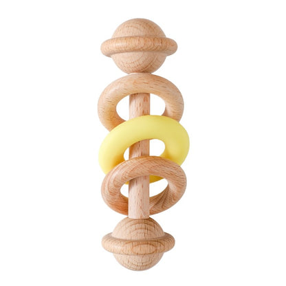 1Pc Baby Wooden Rattle Teether Toys Beech Wooden Ring Star Hand Music Rattle Teething Baby Toys Montessori Toys For Kids Gift