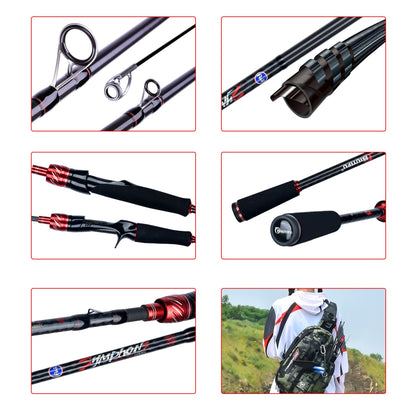Vara de Pesca BIUTIFU Giratória e de Arremesso Fuji para Isca Mini Haste para Viagem de Pesca em Rocha 3.0/2.4/2.1/1.8m Carbono T800 Ultraleve Rápida 5-42g