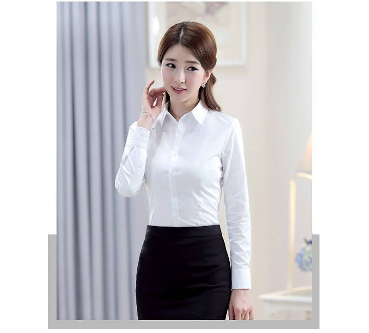 1pcs Woman Four Season Occupation Shirt Lady Casual Long Sleeve Turn-down Collar Shirt Female Working Clothes Formal Dress Tops
