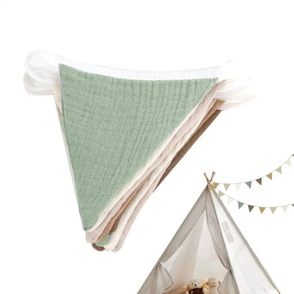 Pennant Banner Flags Nursery Bunting Banner Flags Washable Cotton Fabric Triangle Pennant Garlands for Living Room and Bedroom