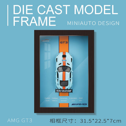 1/32 Versão Porta-retrato Liga de Metal Modelo de Carro Esportivo Simulação Carro de Corrida 3D Pintura de Parede Coleção Presentes Infantis Decoração
