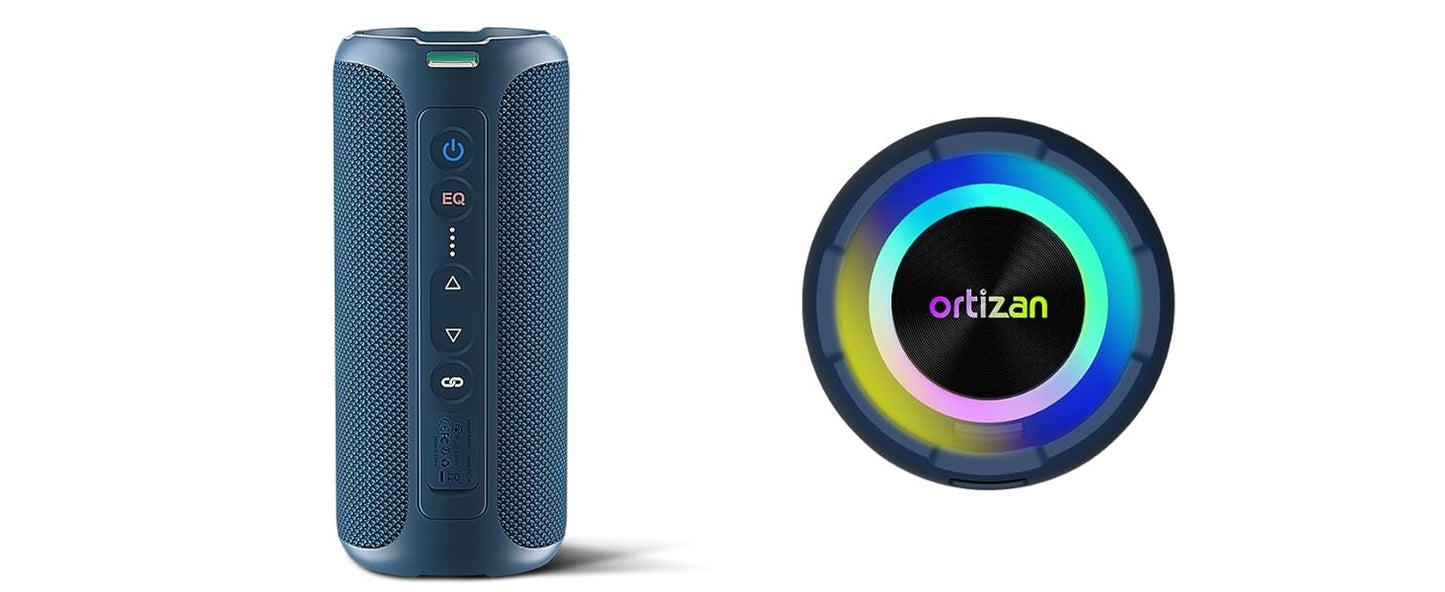 Caixas de Som Bluetooth Ortizan 40W Som Alto Portátil Estéreo Sem Fio IPX7 À Prova d'Água Pareamento Duplo Graves Profundos Caixa de Música LED