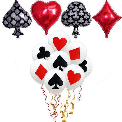 2/12PC 12/18Inch Poker Casino Latex balloon aluminum foil balloons Wedding Christmas Party Baby Shower Birthday Decoration