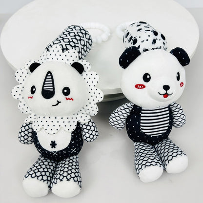 Stroller Bed Crib Hanging Bell Plush Doll Baby Infant Rattles Newborn Black White Visual Grab Ability Training Toy for Bebe Gift