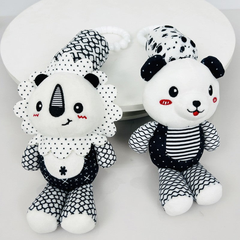 Stroller Bed Crib Hanging Bell Plush Doll Baby Infant Rattles Newborn Black White Visual Grab Ability Training Toy for Bebe Gift
