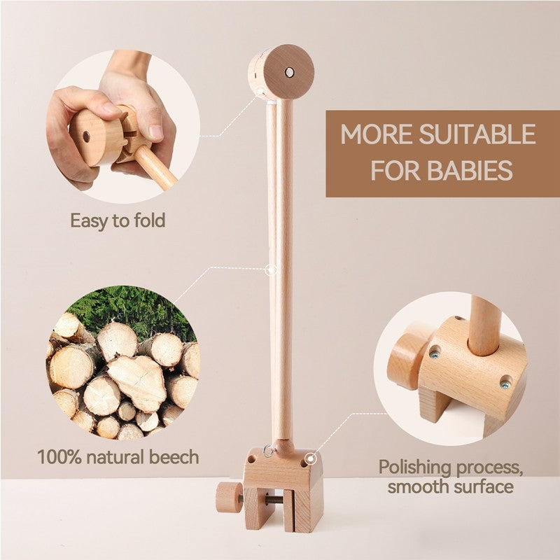 Brinquedo Chocalho para Bebê, Suporte de Berço, Móbile de Madeira, 0-12 Meses, Recém-nascido, Chocalho de Crochê, Suporte para Pendurar Brinquedos, Suporte para Berço de Bebê, Presente