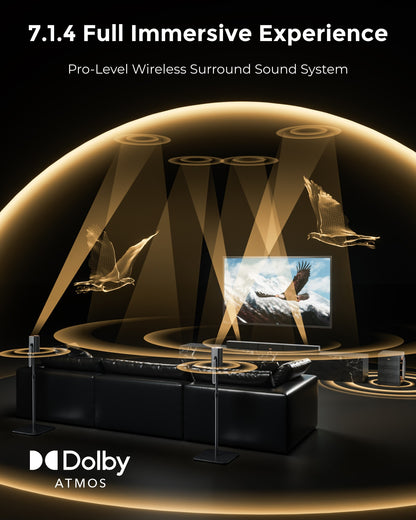 Sistema de Som Surround 7.1.4 ULTIMEA Barra de Som para TV com Dolby Atmos e Controle por APP, Alto-falante Bluetooth Doméstico com Subwoofer Sem Fio de 10"