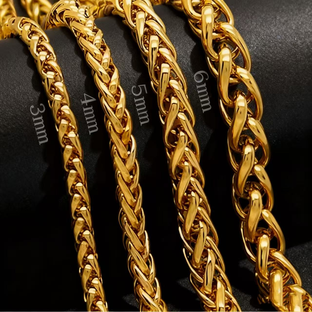COLAR HNSP DE AÇO INOXIDÁVEL PRATA TORCIDO TIPO CORDÃO PARA HOMENS Mulheres HIP HOP PUNK Acessórios de Joias 3/4/5/6/8MM de Espessura
