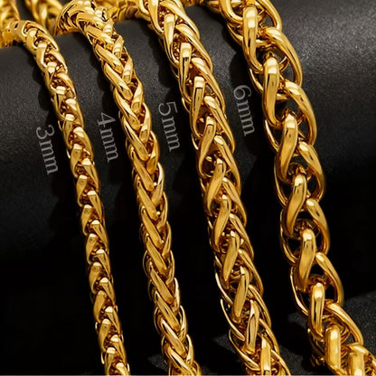 COLAR HNSP DE AÇO INOXIDÁVEL PRATA TORCIDO TIPO CORDÃO PARA HOMENS Mulheres HIP HOP PUNK Acessórios de Joias 3/4/5/6/8MM de Espessura