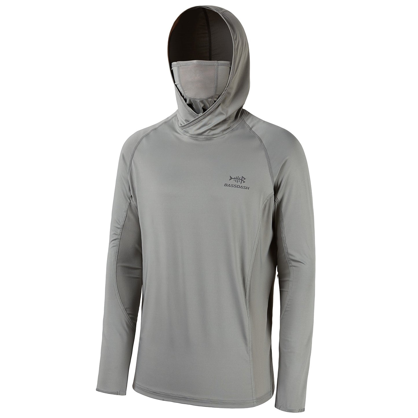 Camisa de Pesca Masculina Bassdash UPF 50+ de Manga Longa com Máscara e Capuz Protetor de Pescoço UV para Manter a Cabeça e o Rosto Aquecidos em Atividades ao Ar Livre, Caminhada e Corrida