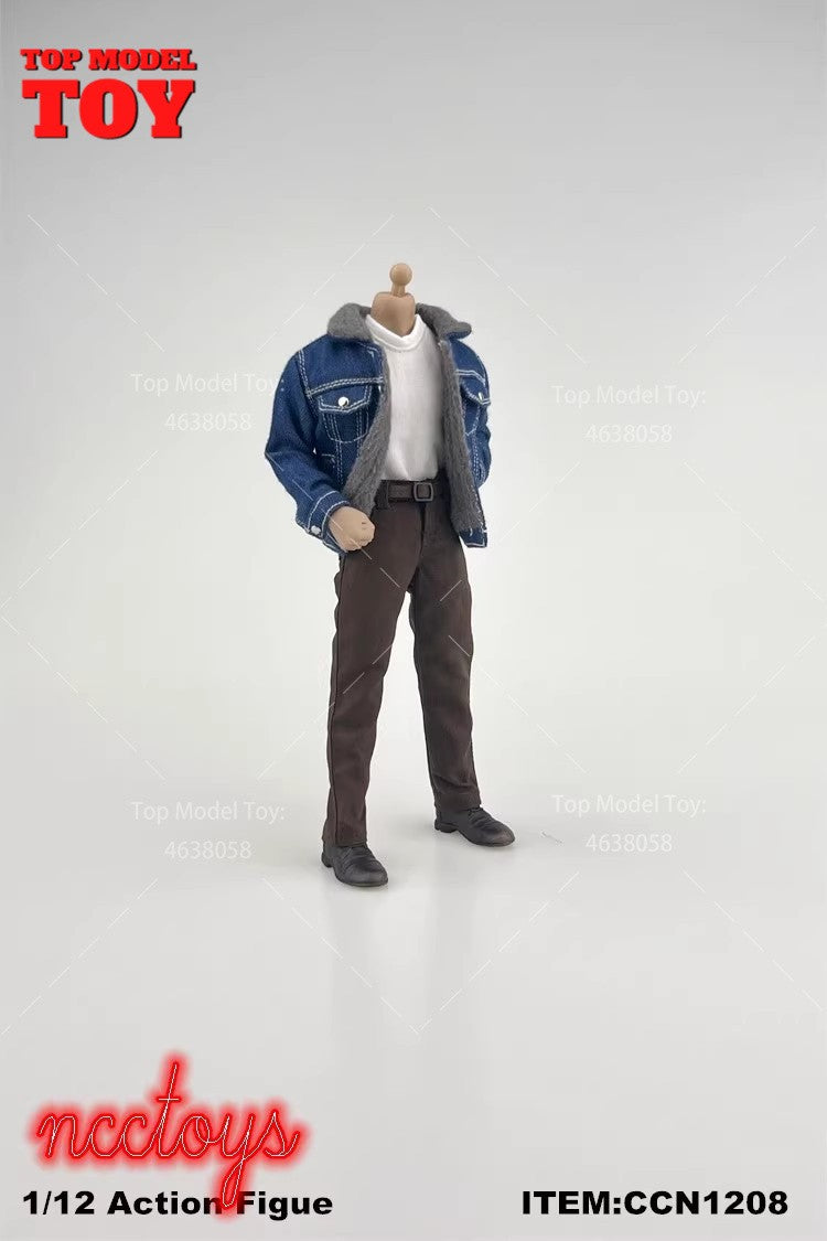 CCN1205 CCN1208 1/12 Fashion Lamb Down Denim Jacket Casual Pants Clothes Accessory for 6" Male Soldier Action Figure Body