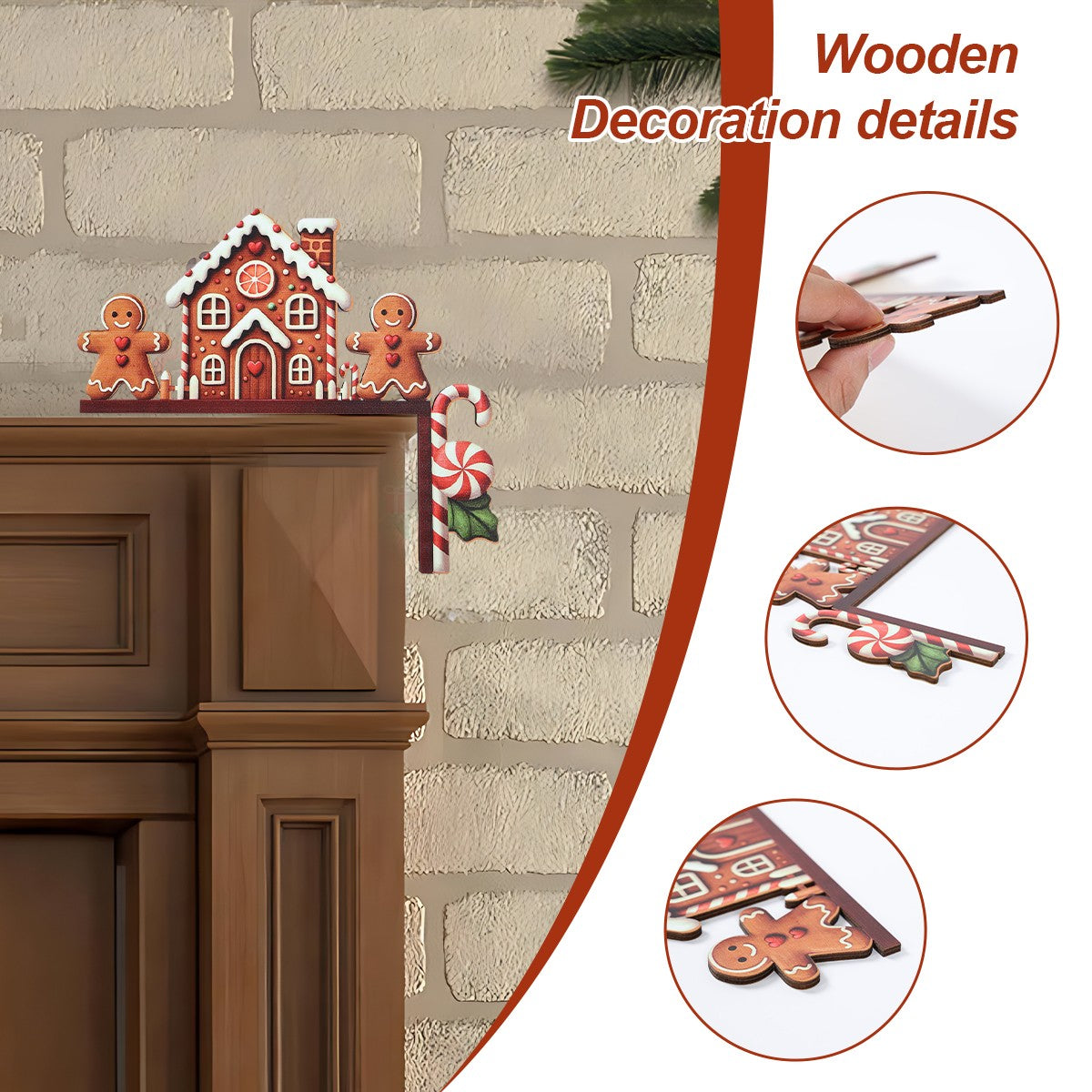 Christmas Gingerbread Man Wooden Door Frame Decoration Merry Christmas Decor for Home 2025 Navidad Xmas Ornament New Year 2026