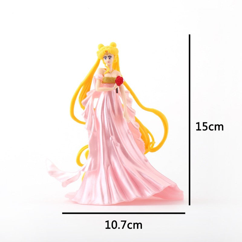 Boneco Sailor Moon Anime Desenho Animado Júpiter Makoto Vênus Minako Tsukino Coelho Boneca Brinquedo Pequena Princesa Decoração de Bolo Enfeites