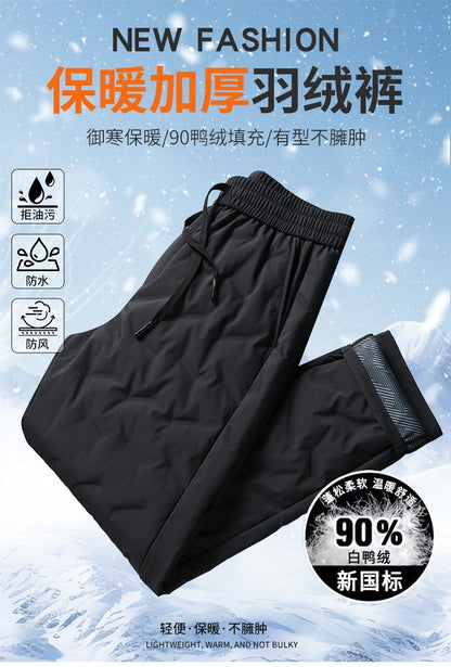 Calças Masculinas de Outono e Inverno, Novas Tendências da Moda, Impermeáveis, Acolchoadas, Quentes, Esportivas Casuais Soltas, Tamanhos Grandes, M-4XL