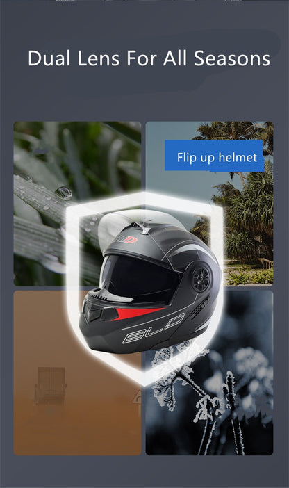 BLD Capacete Fechado Personalizado para Moto Masculino Feminino Capacete Moderno com Viseira Dupla Motocross Corrida Articulado Casco Moto