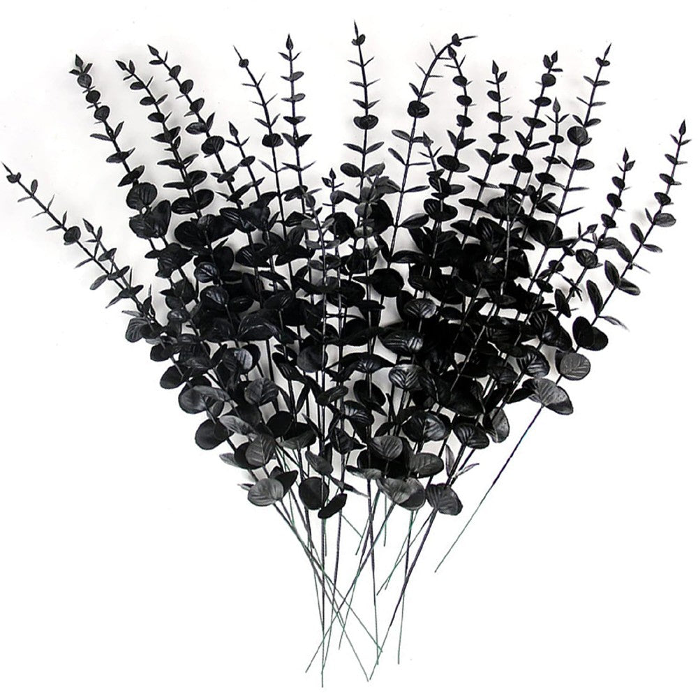 15pcs Artificial Eucalyptus Stems Gold Faux Eucalyptus Branch Wedding Bouquet DIY Decor Home Party Table Christmas Decorations